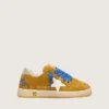 Young Ball Star in pelle scamosciata ocra con stella in pelle bianca lucida e linguetta sul tallone