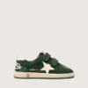 Young Ball Star in pelle scamosciata verde bosco con stella e linguetta sul tallone in pelle color crema