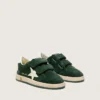 Young Ball Star in pelle scamosciata verde bosco con stella e linguetta sul tallone in pelle color crema