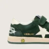 Young Ball Star in pelle scamosciata verde bosco con stella e linguetta sul tallone in pelle color crema