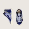 Young Francy Penstar in paillettes blu con stella in pelle scamosciata bianca