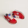 Junior Marathon in nylon rosso con stella stampata e linguetta in pelle sul tallone