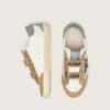 Young Old School con stella in pelle nera e inserti in pelle scamosciata beige e verde