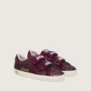 Young Old School in glitter bordeaux con stella in pelle scamosciata bordeaux e linguetta sul tallone