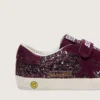 Young Old School in glitter bordeaux con stella in pelle scamosciata bordeaux e linguetta sul tallone
