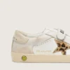 Young Old School in nappa con stella in pelle di pony con stampa leopardata e inserti in pelle