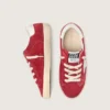 Young Super-Star in pelle scamosciata rossa con stella in pelle bianca e linguetta sul tallone