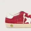 Young Super-Star in pelle scamosciata rossa con stella in pelle bianca e linguetta sul tallone